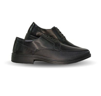 Zapato de Confort y Semivestir Derby de piel con floreta lisa con sistema Walking Soft Flexi 406402 Negro para hombre