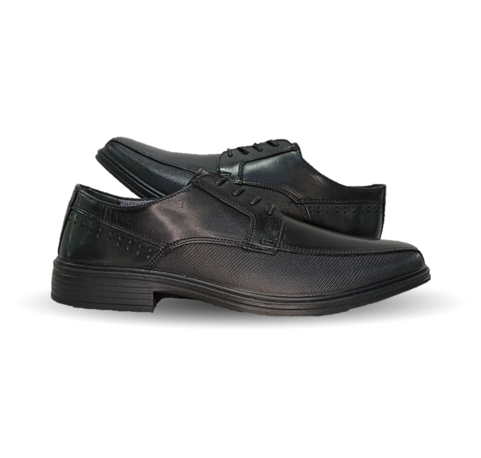 Zapato de Confort y Semivestir Derby de piel con floreta lisa con sistema Walking Soft Flexi 406402 Negro para hombre