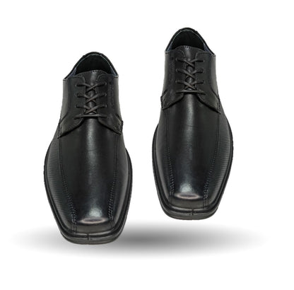 Zapato de Confort y Semivestir Derby de piel con floreta lisa con sistema Walking Soft Flexi 406402 Negro para hombre