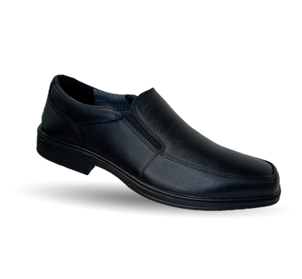 Zapato de Confort y Semivestir de piel con Shock Point Flexi 406409 Negro para hombre