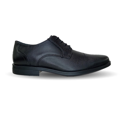Zapato de Confort y Casual Derby de piel con sistema Walking Soft Flexi 407801 Negro para hombre