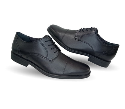 Zapato de Confort y Casual Derby de piel con sistema Walking Soft Flexi 407801 Negro para hombre
