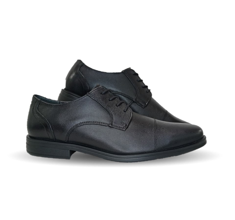 Zapato de Confort y Casual Derby de piel con sistema Walking Soft Flexi 407801 Negro para hombre