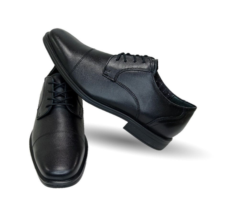 Zapato de Confort y Casual Derby de piel con sistema Walking Soft Flexi 407801 Negro para hombre
