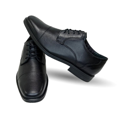 Zapato de Confort y Casual Derby de piel con sistema Walking Soft Flexi 407801 Negro para hombre