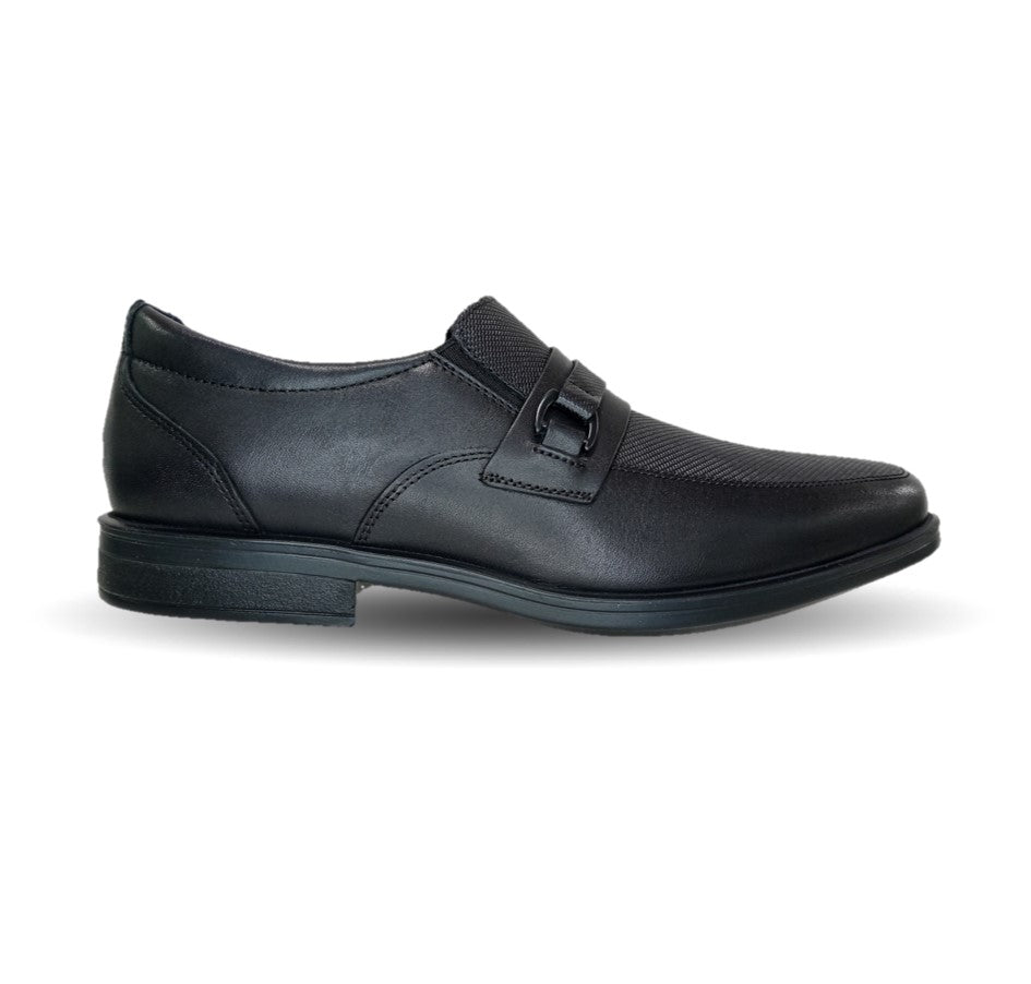 Zapato de Confort y Casual Derby de piel con sistema Walking Soft Flexi 407809 Negro para hombre