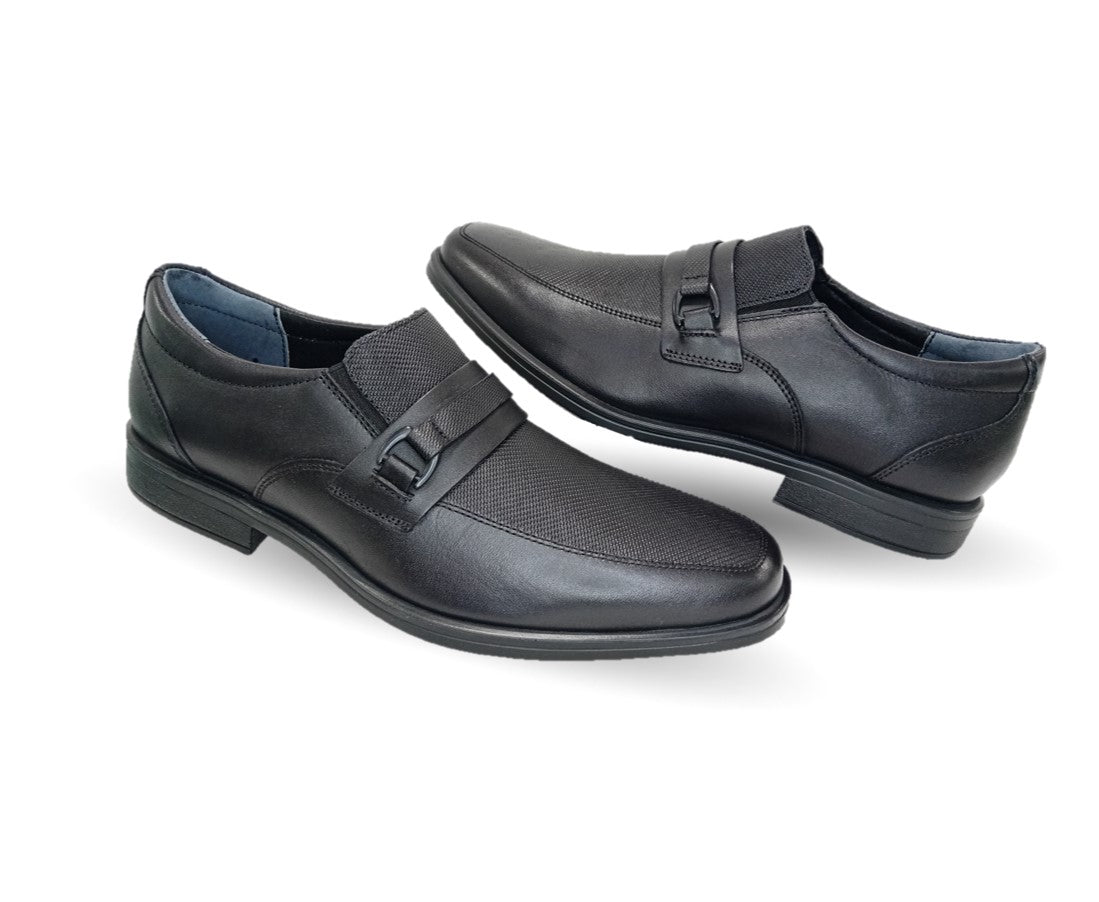 Zapato de Confort y Casual Derby de piel con sistema Walking Soft Flexi 407809 Negro para hombre