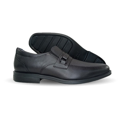 Zapato de Confort y Casual Derby de piel con sistema Walking Soft Flexi 407809 Negro para hombre