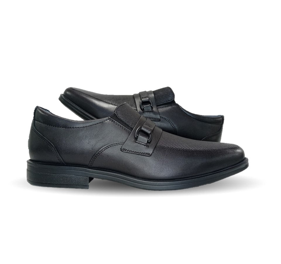 Zapato de Confort y Casual Derby de piel con sistema Walking Soft Flexi 407809 Negro para hombre