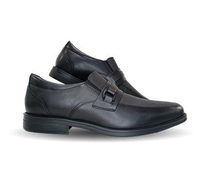Zapato de Confort y Casual Derby de piel con sistema Walking Soft Flexi 407809 Negro para hombre