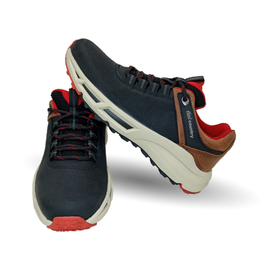 Zapato Casual Outdoor de piel con sistema de mejor agarre Flexi Country 410903 Negro para hombre