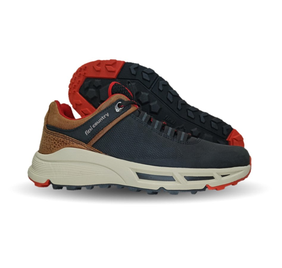 Zapato Casual Outdoor de piel con sistema de mejor agarre Flexi Country 410903 Negro para hombre