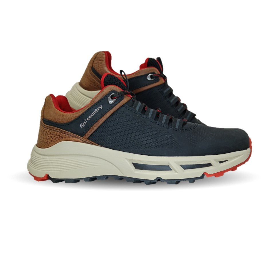 Zapato Casual Outdoor de piel con sistema de mejor agarre Flexi Country 410903 Negro para hombre