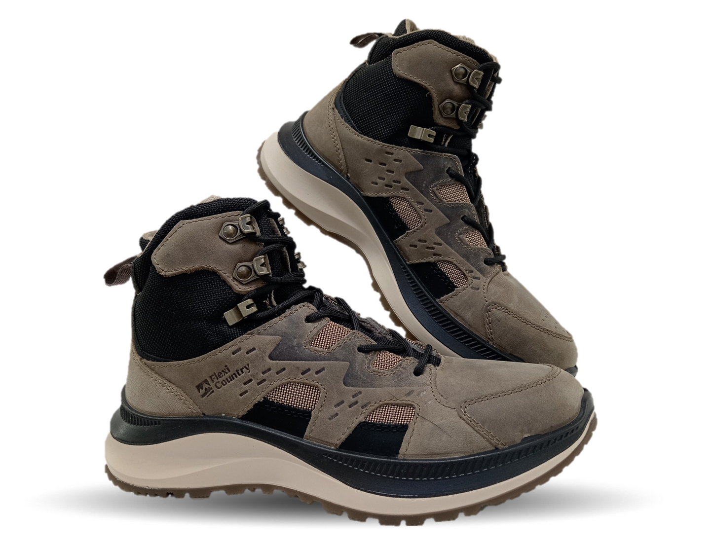 Botín Outdoor de piel Flexi Country 420310 Taupe/Negro para hombre