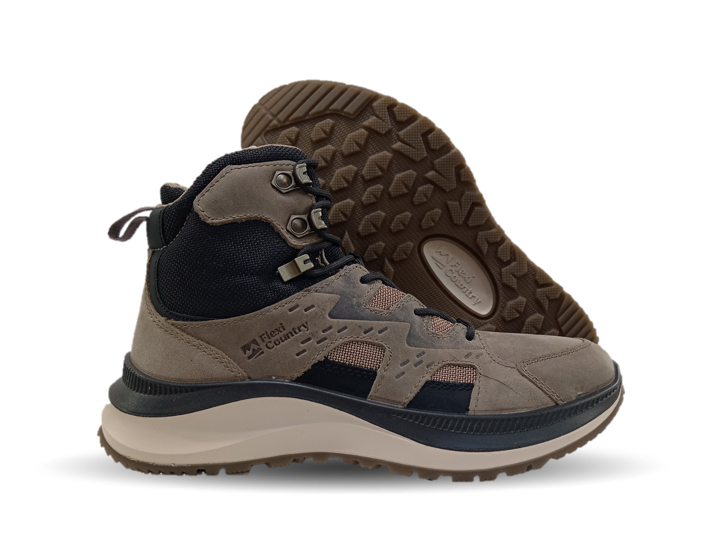 Botín Outdoor de piel Flexi Country 420310 Taupe/Negro para hombre