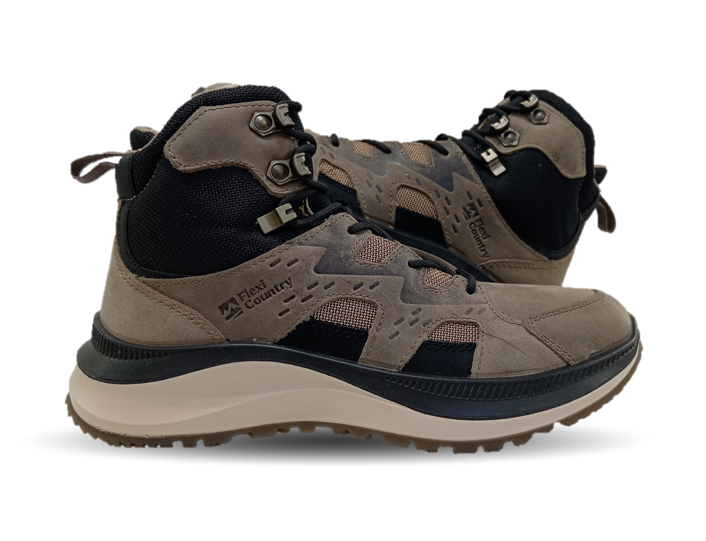 Botín Outdoor de piel Flexi Country 420310 Taupe/Negro para hombre