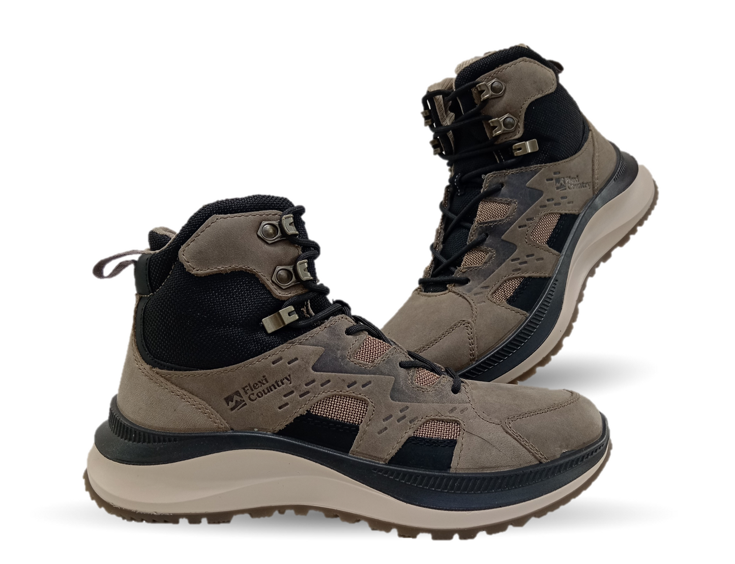 Botín Outdoor de piel Flexi Country 420310 Taupe/Negro para hombre