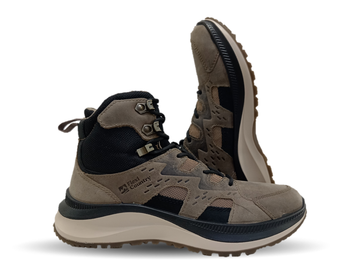 Botín Outdoor de piel Flexi Country 420310 Taupe/Negro para hombre