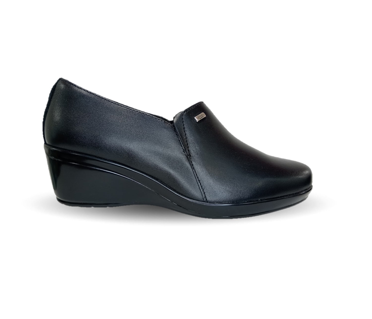 Zapato de Confort y Casual de piel con cuña mediana Flexi 45234 Negro para mujer