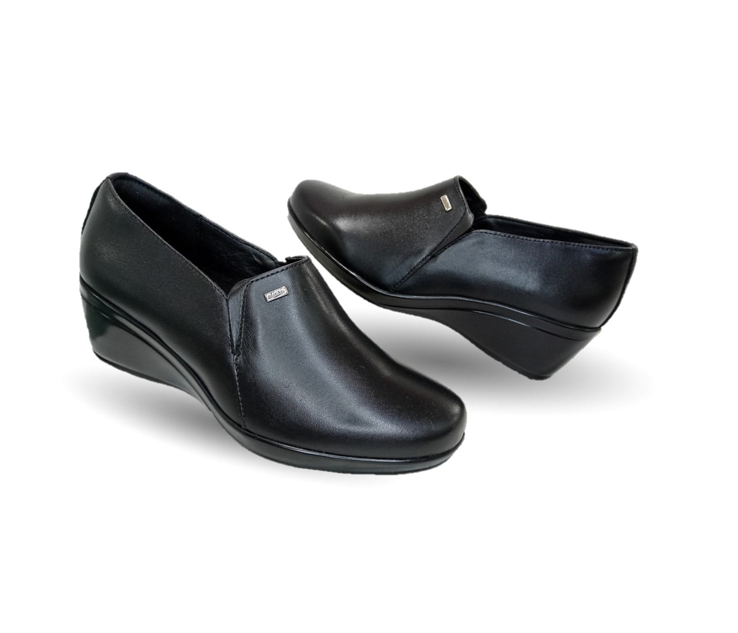 Zapato de Confort y Casual de piel con cuña mediana Flexi 45234 Negro para mujer