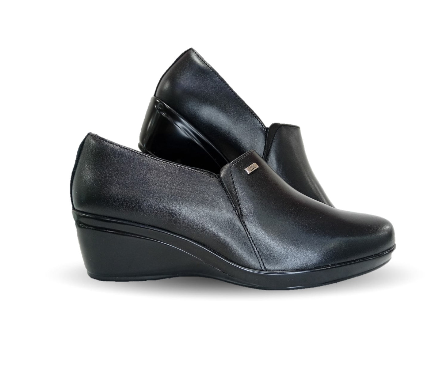 Zapato de Confort y Casual de piel con cuña mediana Flexi 45234 Negro para mujer