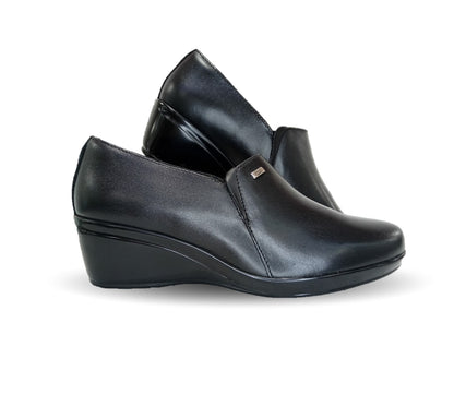 Zapato de Confort y Casual de piel con cuña mediana Flexi 45234 Negro para mujer