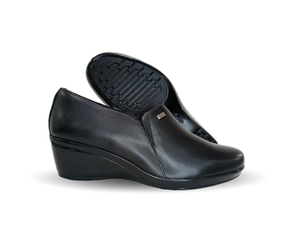 Zapato de Confort y Casual de piel con cuña mediana Flexi 45234 Negro para mujer