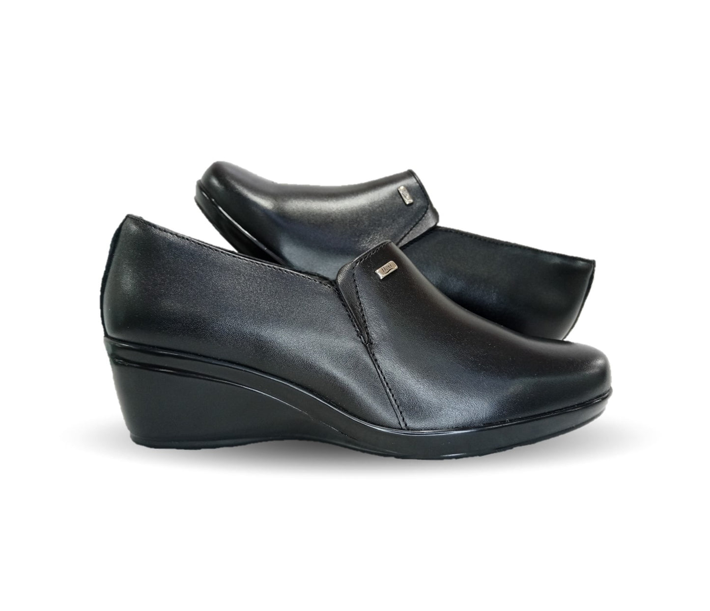 Zapato de Confort y Casual de piel con cuña mediana Flexi 45234 Negro para mujer