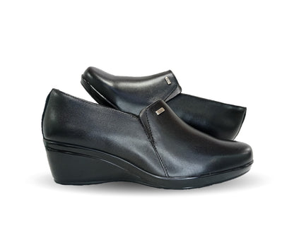 Zapato de Confort y Casual de piel con cuña mediana Flexi 45234 Negro para mujer