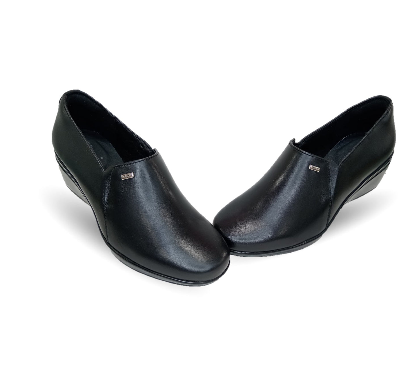 Zapato de Confort y Casual de piel con cuña mediana Flexi 45234 Negro para mujer