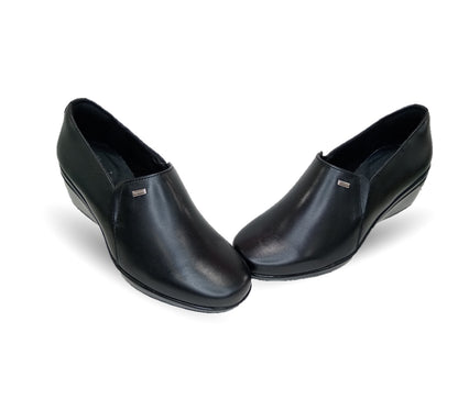 Zapato de Confort y Casual de piel con cuña mediana Flexi 45234 Negro para mujer