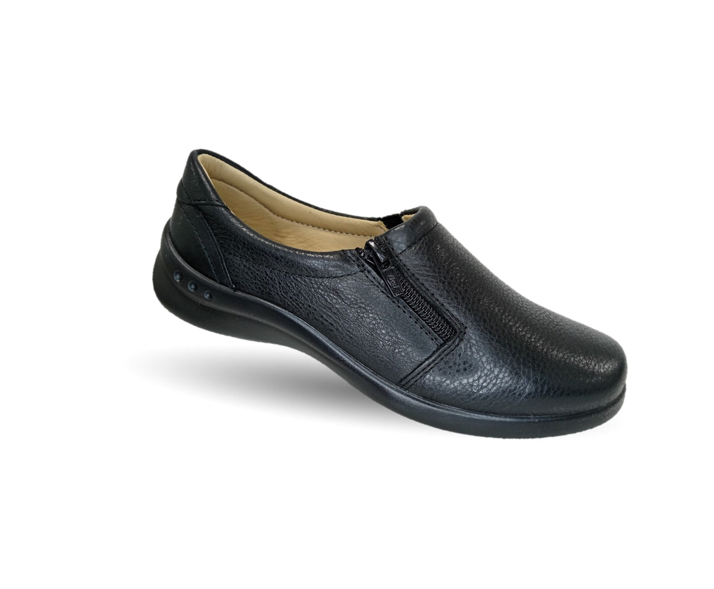 Zapato de Confort y Casual tipo Flat De Servicio/Clínico de piel con plantilla removible Flexi 48303 Negro para mujer