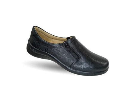 Zapato de Confort y Casual tipo Flat De Servicio/Clínico de piel con plantilla removible Flexi 48303 Negro para mujer