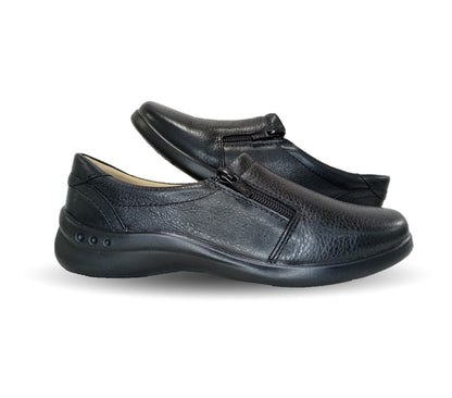 Zapato de Confort y Casual tipo Flat De Servicio/Clínico de piel con plantilla removible Flexi 48303 Negro para mujer