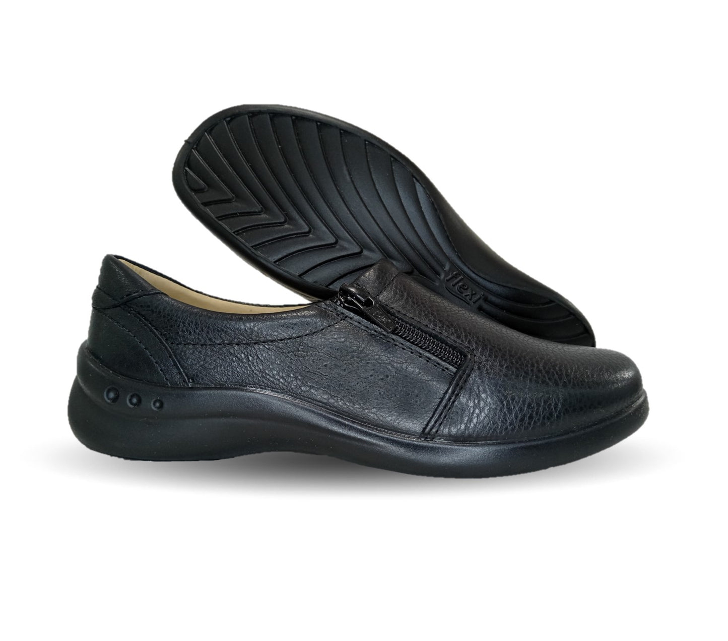Zapato de Confort y Casual tipo Flat De Servicio/Clínico de piel con plantilla removible Flexi 48303 Negro para mujer