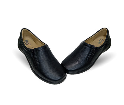 Zapato de Confort y Casual tipo Flat De Servicio/Clínico de piel con plantilla removible Flexi 48303 Negro para mujer