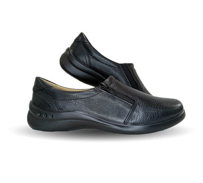 Zapato de Confort y Casual tipo Flat De Servicio/Clínico de piel con plantilla removible Flexi 48303 Negro para mujer