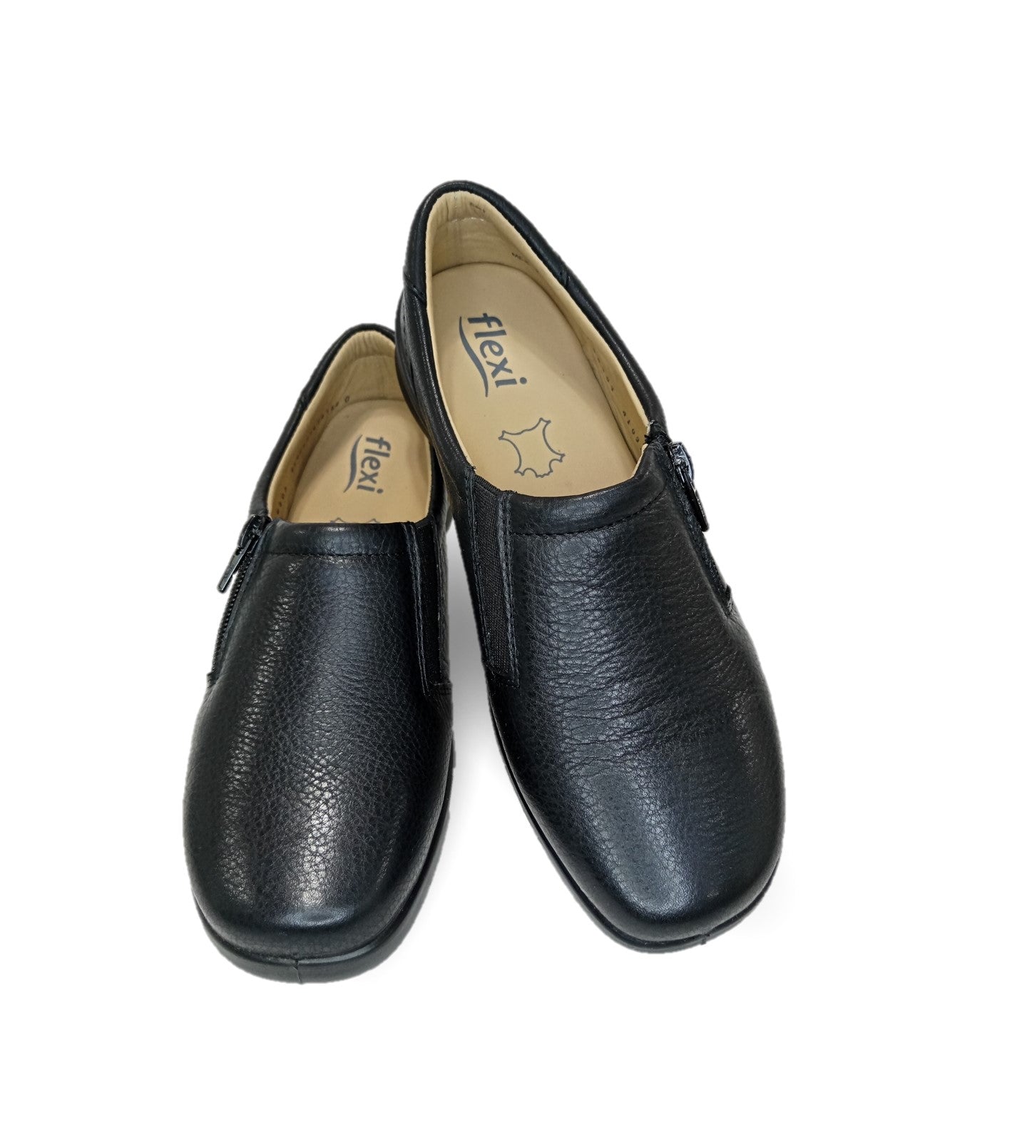 Zapato de Confort y Casual tipo Flat De Servicio/Clínico de piel con plantilla removible Flexi 48303 Negro para mujer