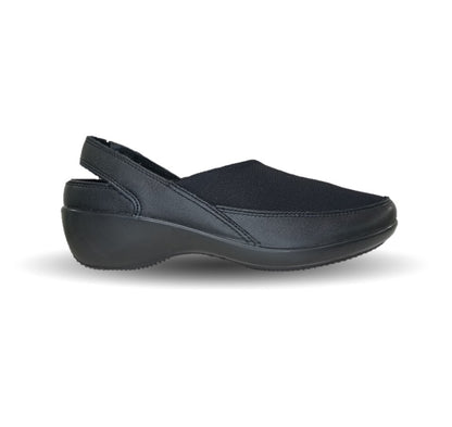 Zapato de Confort y Casual de piel tipo Mule adaptable al pie con suela extra ligera Flexi 51727 Negro para mujer