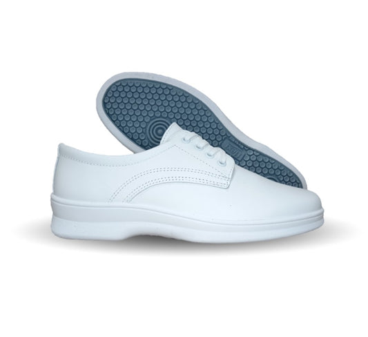 Zapato de Confort y de Servicio/Clínico de piel con sistema de mejor agarre Flexi 5807 Blanco para mujer