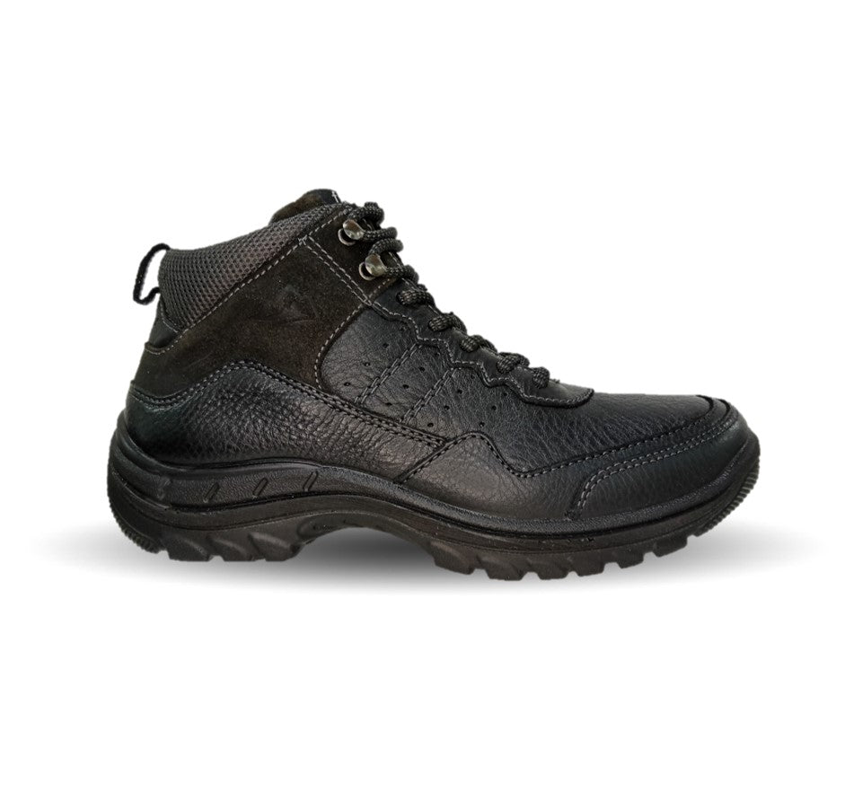 Botín Outdoor de piel con suela extra ligera Flexi country 66517 Negro para hombre