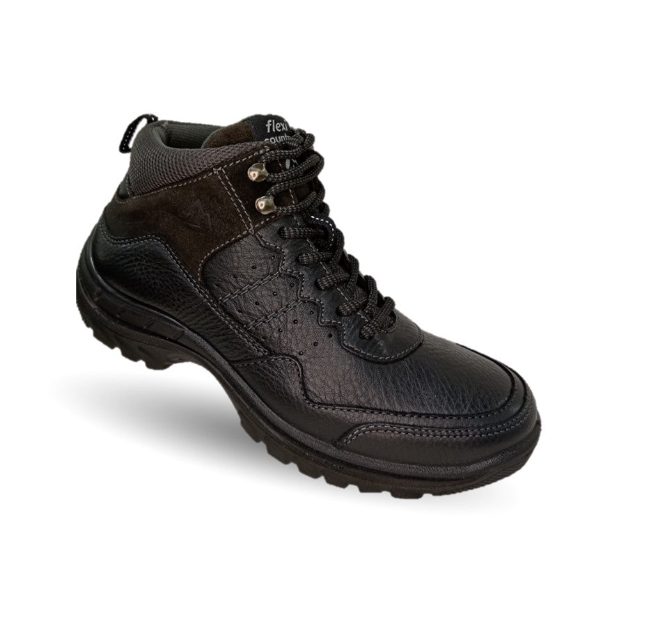 Botín Outdoor de piel con suela extra ligera Flexi country 66517 Negro para hombre
