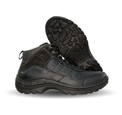 Botín Outdoor de piel con suela extra ligera Flexi country 66517 Negro para hombre