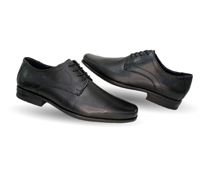 Zapato de Confort y Semivestir Derby de piel Flexi 90718 Negro para hombre