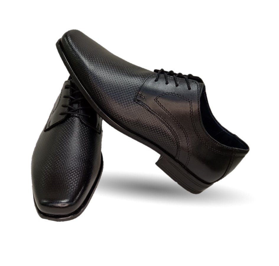 Zapato de Confort y Semivestir Derby de piel Flexi 90718 Negro para hombre