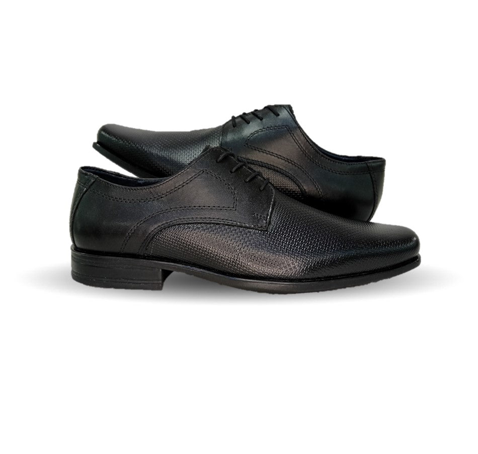 Zapato de Confort y Semivestir Derby de piel Flexi 90718 Negro para hombre