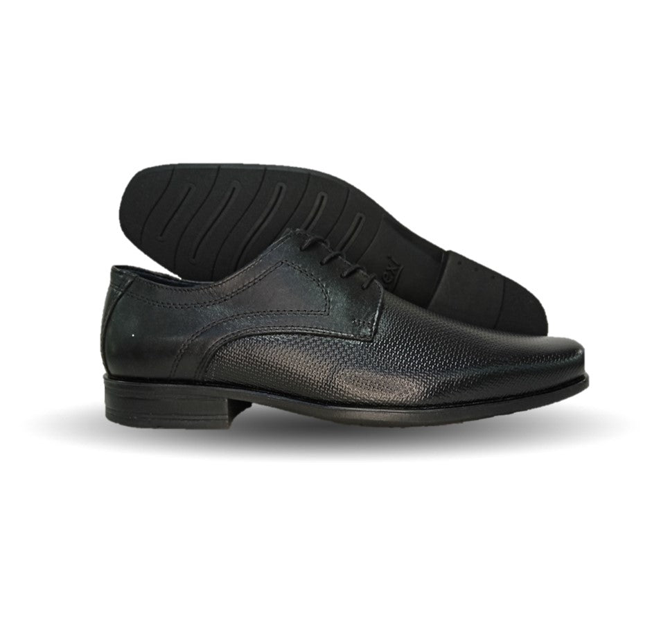 Zapato de Confort y Semivestir Derby de piel Flexi 90718 Negro para hombre