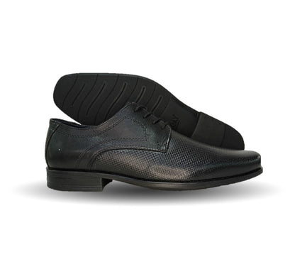 Zapato de Confort y Semivestir Derby de piel Flexi 90718 Negro para hombre