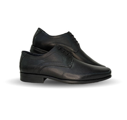 Zapato de Confort y Semivestir Derby de piel Flexi 90718 Negro para hombre
