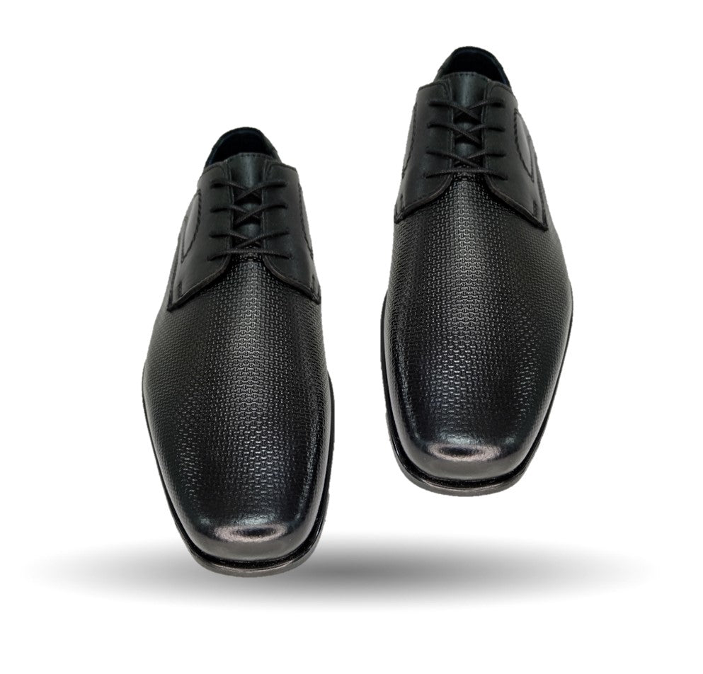 Zapato de Confort y Semivestir Derby de piel Flexi 90718 Negro para hombre